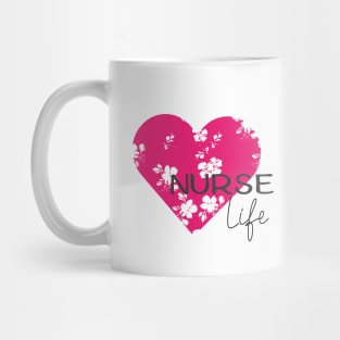 Nurse life design with floral hart Mug